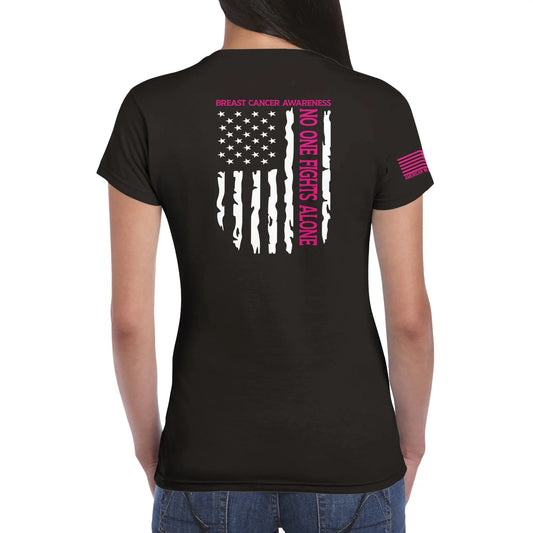 No One Fights Alone – Women’s Breast Cancer Awareness T-Shirt | American Warrior