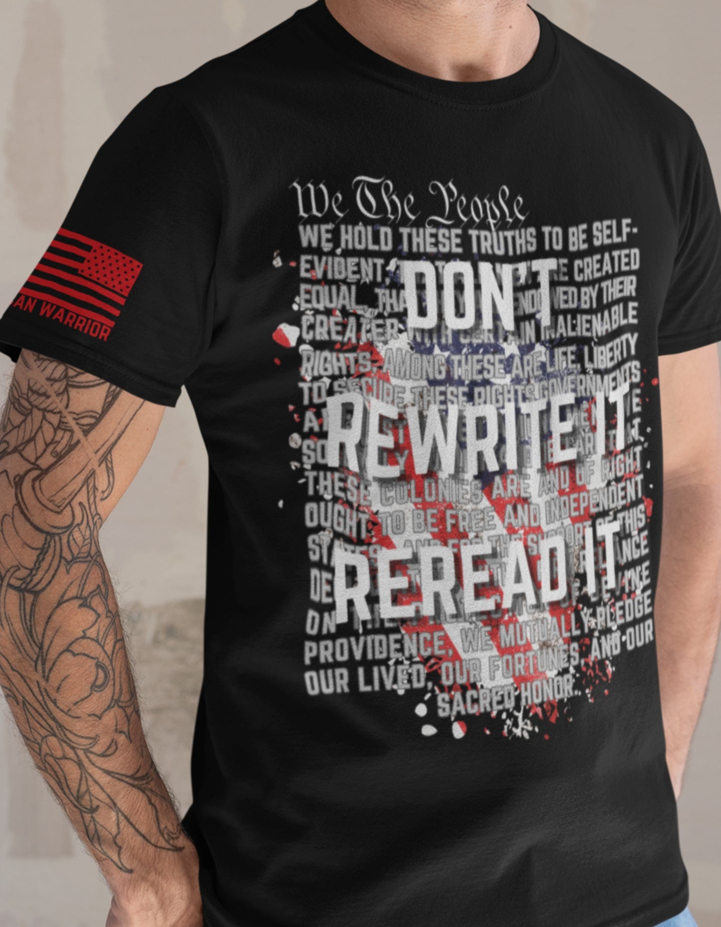 Men's Shirts - Don't Rewrite it, Reread it Patriotic Colored T-Shirt