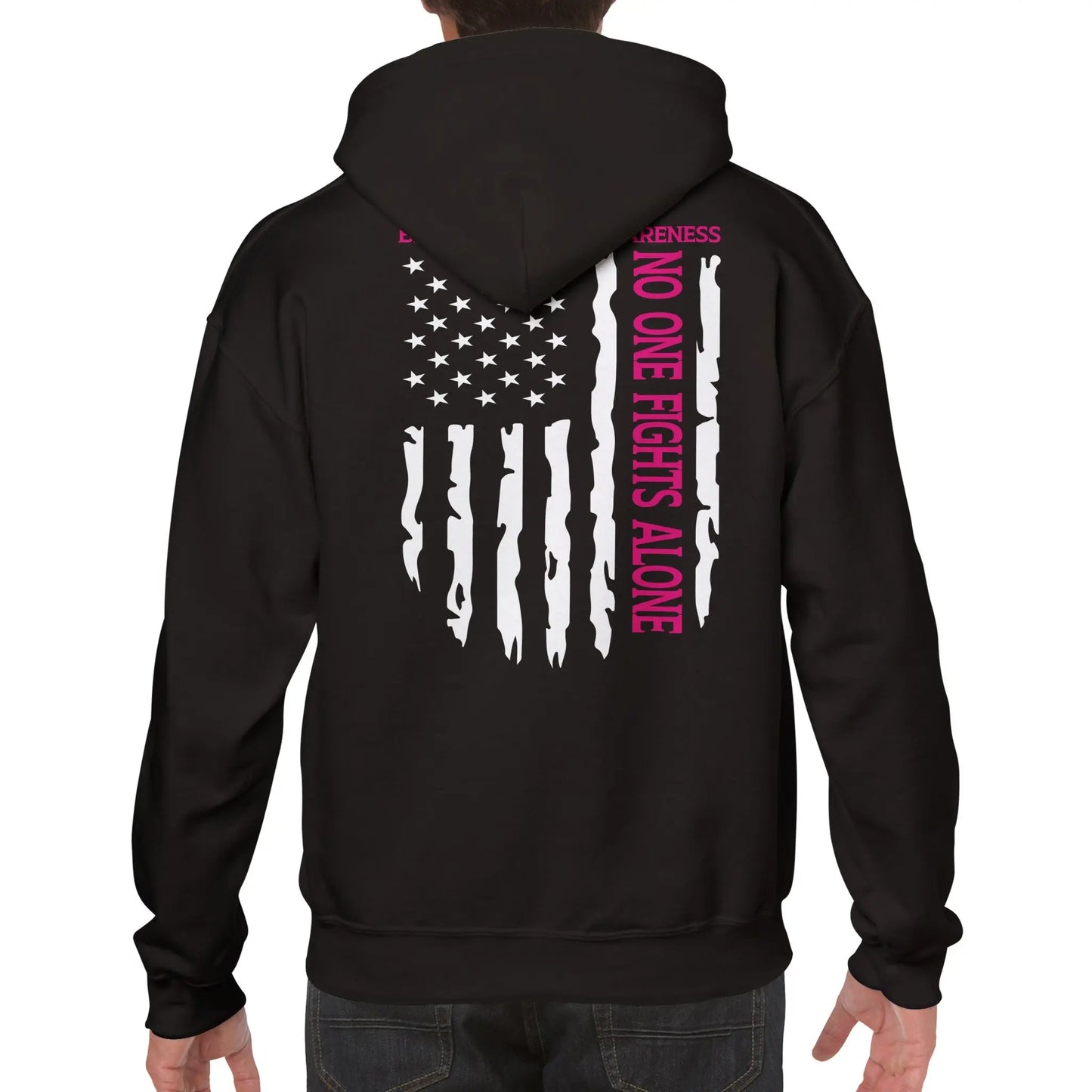 No One Fights Alone – Men’s Breast Cancer Awareness Hoodie by American Warrior