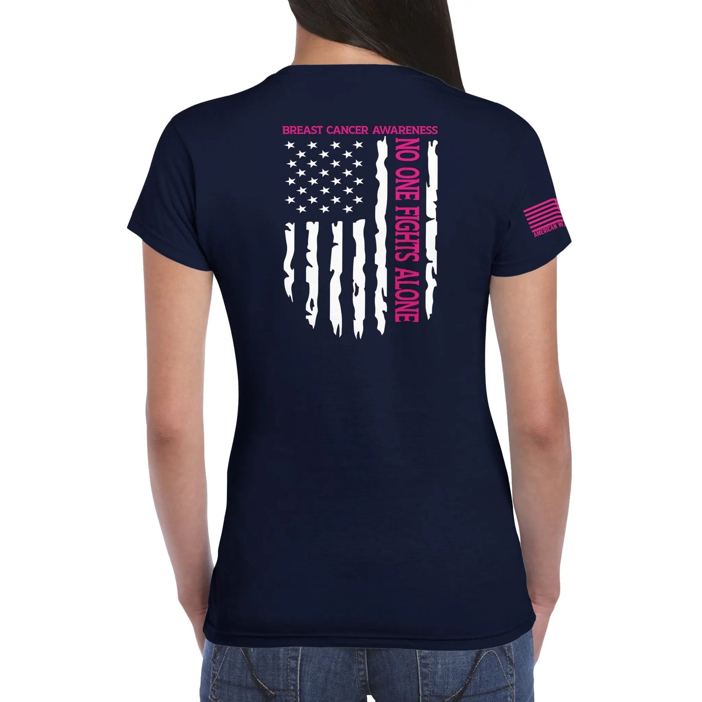 No One Fights Alone – Women’s Breast Cancer Awareness T-Shirt | American Warrior