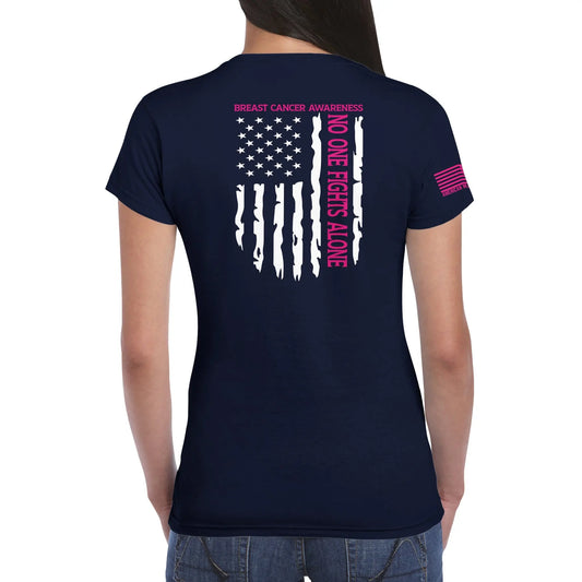 No One Fights Alone – Women’s Breast Cancer Awareness T-Shirt | American Warrior