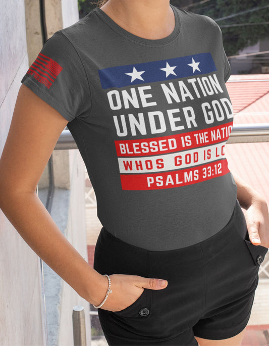 Women's Shirt's One Nation Under God Faith Colored T-Shirt
