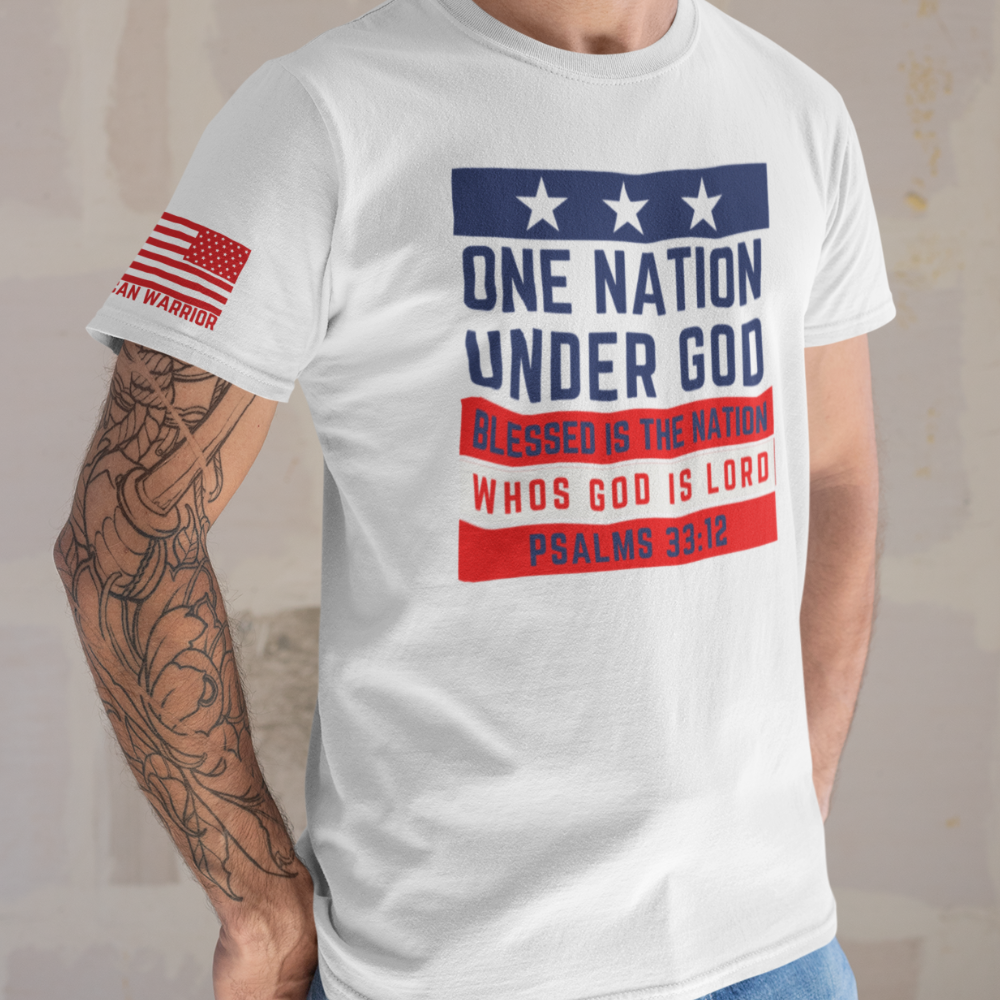 Patriotic “One Nation Under God” Tee – Wear Your Faith & Freedom White T-Shirt