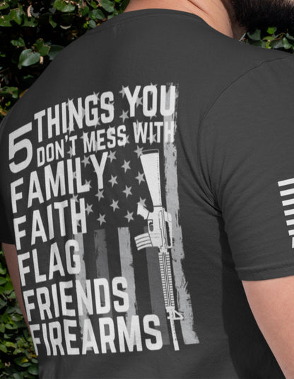 Men's Shirts - 5 Things You Don't Mess With Family Colored T-Shirt