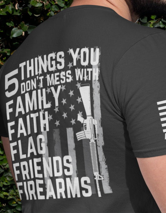 Men's Shirts - 5 Things You Don't Mess With Family Colored T-Shirt