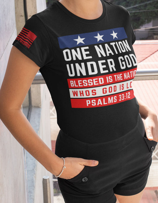 Women's Shirt's One Nation Under God Faith Colored T-Shirt