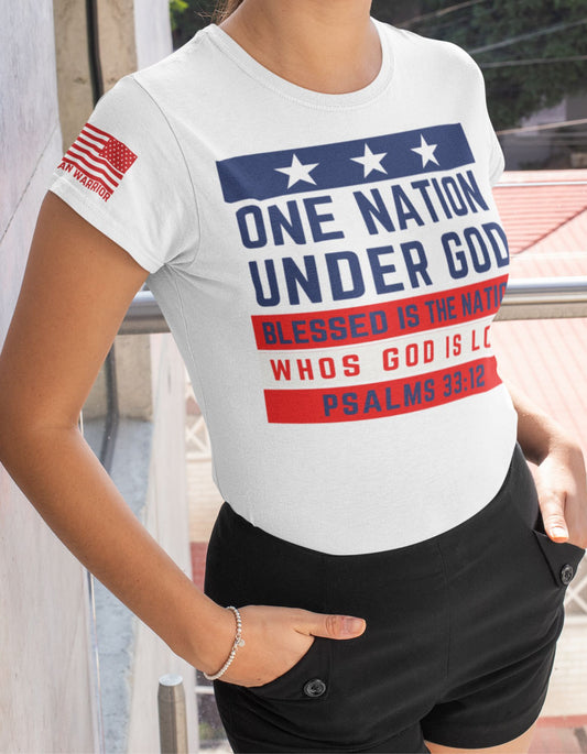 Women's Shirt's One Nation Under God Faith White T-Shirt