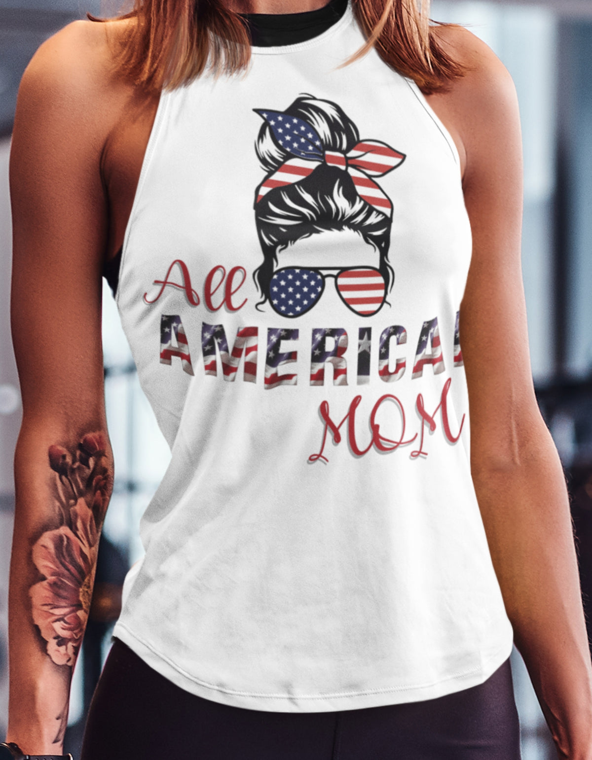 Show Your Spirit: Patriotic Mom Shirts & All-American Women's Racerback Tanks (Patriotic Mom Shirts, All-American Mom Racerback Tank)